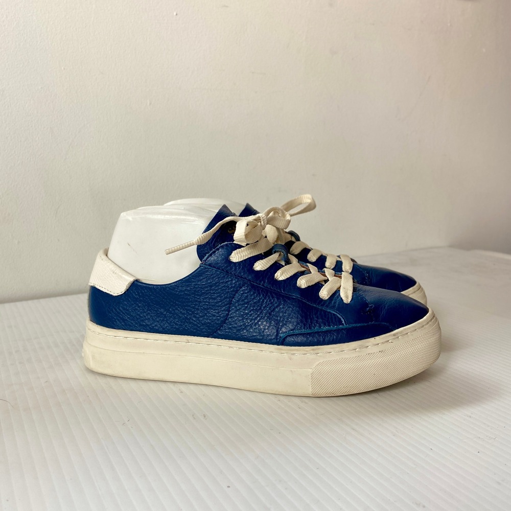 Soludos Ibiza Platform Sneakers Blue Leather Womens 8